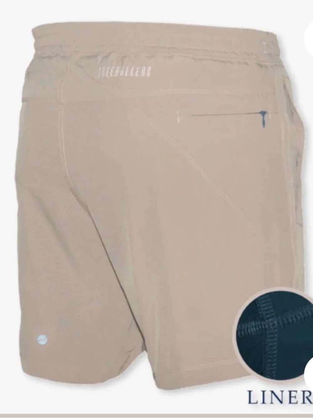 Men's Beige Athletic Shorts with Navy Inner Liner